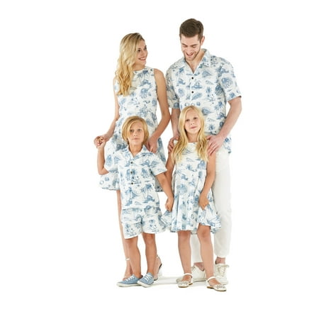 

Matchable Family Hawaiian Luau Men Women Girl Boy Clothes in Vintage Tropical Toile