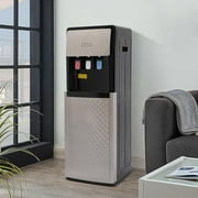 Hot/Cold Water Dispensers, Bottom Loading Instant Water Cooler, Capacity 0.53 to 1.32 Gallon Bedside Water Dispenser with Anti-Scalding Design for Home,Office, Living Room(Sliver Grey)