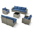 thumbnail image 3 of PARKWELL 8 Pieces Patio Furniture Sets,Outdoor Wicker Modular L Shaped Conversation Sectional Sofa Set with Coffee Table and Swivel Glider for Backyard Deck,Taupe/Navy, 3 of 12