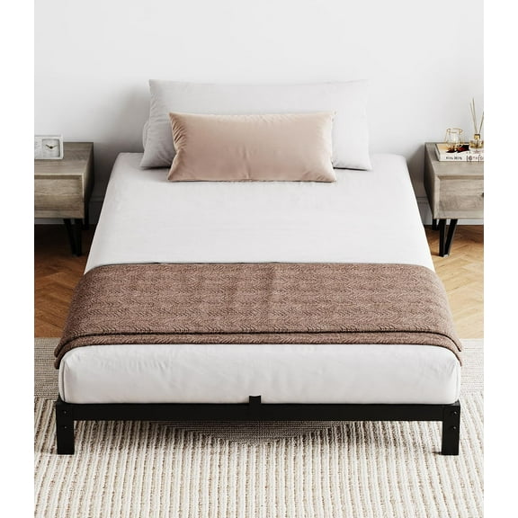 IdealHouse 6 Inch Twin Metal Platform Bed Frame with Under Bed Storage, Heavy Duty, Noise-Free, No Box Spring Needed, Easy Assembly, Black