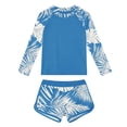 thumbnail image 4 of SGFCWSX Girls Rash Guard Swimsuit, Teens 2-Piece Long Sleeve Crew Neck Top and Printed Shorts, UPF Sun Protection Bathing Suit Multicolor Size 12-13 Years, 4 of 5