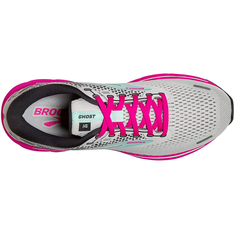 Brooks Womens Ghost 14 Neutral Running Shoe 8.5 Oyster/Yucca/Pink 
