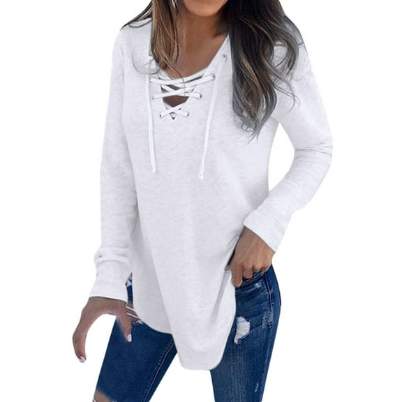 Aoochasliy Womens Sweaters Pullover Winter Pullover V Neck Strap T-Shirt Tops Autumn Blouse