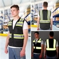 thumbnail image 2 of ProtectX 6 Pockets High Visibility Zipper Front Safety Vest with Reflective Tape Strips, Lightweight & Solid Fabric, ANSI/ISEA Certified Class 2, Black - 3X Large, 2 of 7