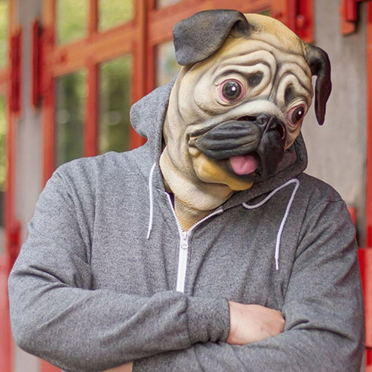 Pug Dog Head Costume Latex Mask Adult
