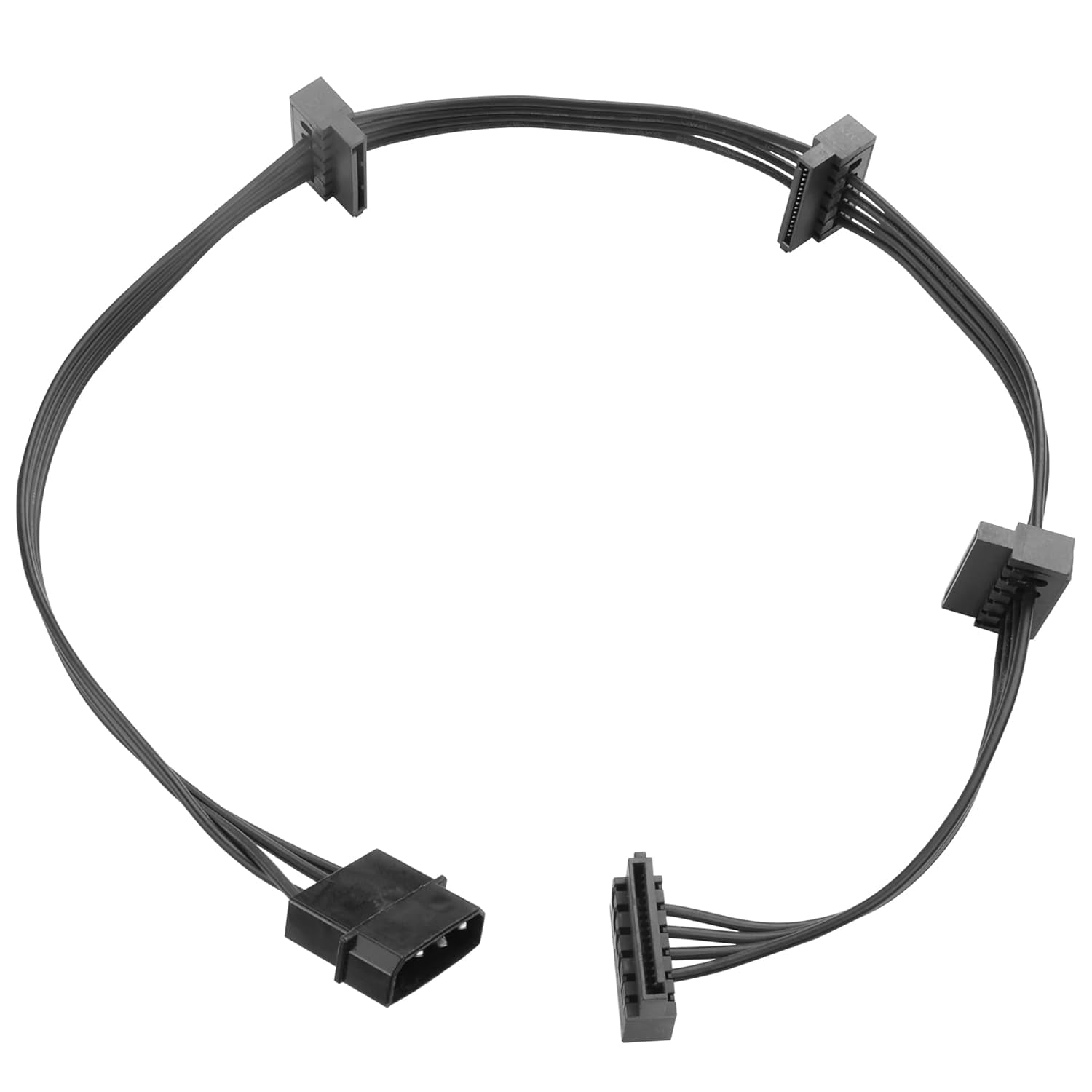 HRTGFD-IDE Molex 4 PIN Male to 4 x SATA 15 PIN Female Expansion Power Cable 20.8in 18AWG Tinned Copper - for PC/NAS/Server Mechanical Hard Drives/SSDs