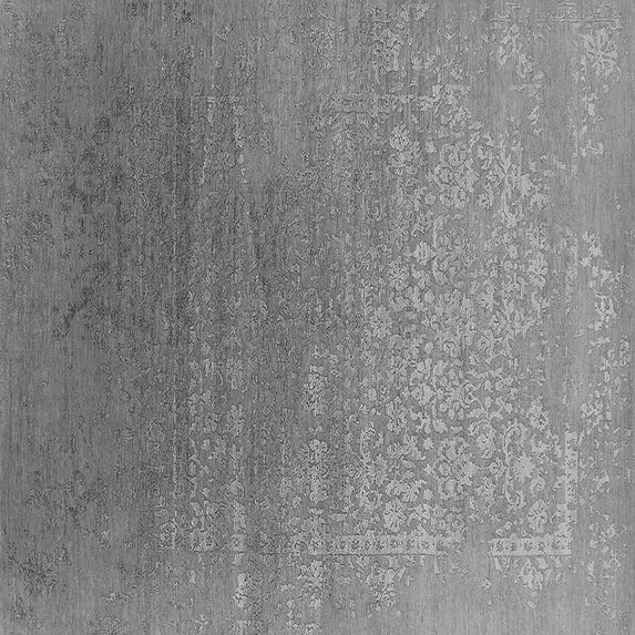 Ahgly Company Indoor Square Oriental Gray Industrial Area Rugs, 7' Square