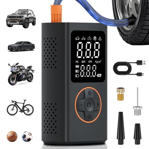 Pentantan Portable Tire Inflator, 160 PSI Cordless Air Compressor, Digital Pressure Gauge Air Pump with Automatic Shutoff & 3 Modes LED Light for Car, Motorcycles, Bicycles, Balls