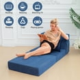 thumbnail image 4 of Folding Sofa Bed Chair with Pillow,Convertible Fold Out Chair Bed Sleeper,Foam Floor Mattress, Foldable Futon Couch Bed for Living Room/Dorm/Guest/Office (Blue, Single), 4 of 7