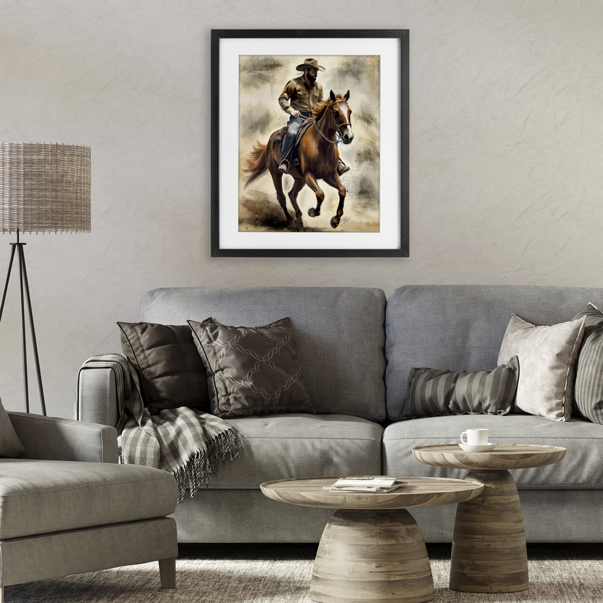 Stupell Industries Gallop Horse & Cowboy Black Framed Print Under Glass, design by Kim Allen