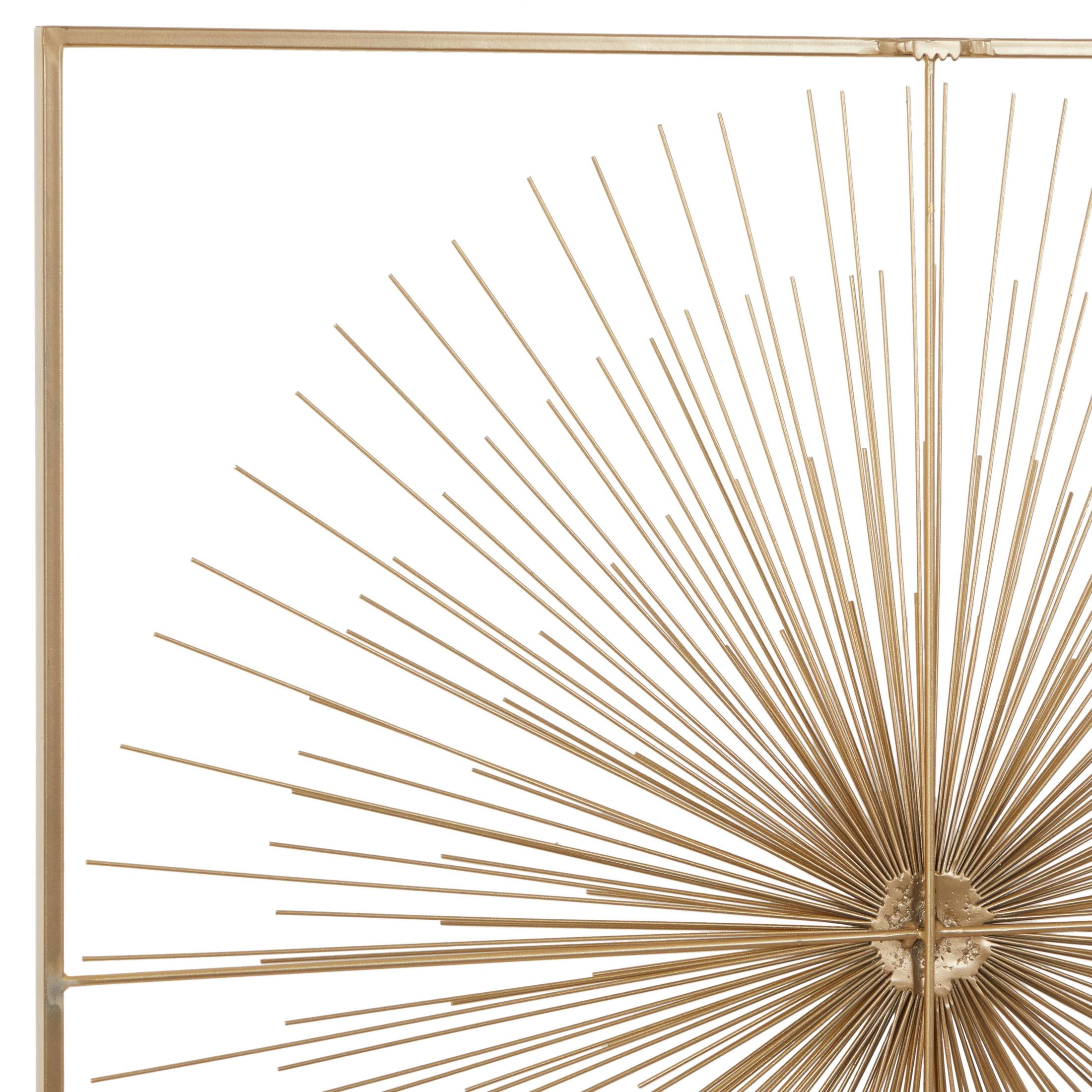 CosmoLiving by Cosmopolitan Gold Metal Handmade Large 3D Starburst Wall Decor with Square Frame