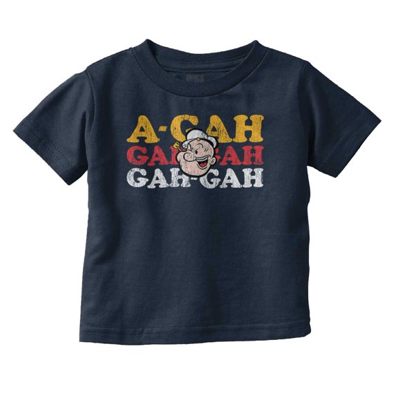 Funny A-Gah Popeye The Sailor Laugh Toddler Boy Girl T Shirt Infant Toddler Brisco Brands 12M