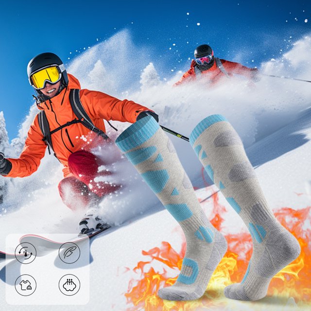 1 par de calcetines de esquí, calcetines térmicos de algodón para invierno, calcetines cálidos hasta la rodilla para clima frío, para hombres y mujeres, esquí, snowboard