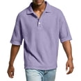 thumbnail image 6 of Dwellite Waffle Short Sleeve Polo Shirts for Men Big and Tall Golf Shirt Casual Solid Color Collared T Shirts Tops Purple L, 6 of 8