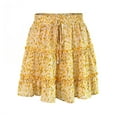 thumbnail image 4 of vigerkar Flowy Shorts for Women Ruffle Skorts Mini Skirts High Waisted Teen Gilrs Tennis Skort Summer Shorts Yellow, XL, 4 of 5