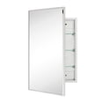 thumbnail image 5 of 17.5'' x 29'' Polished Nickel Recessed and Surface Mount Bathroom Medicine Cabinet with Mirror Square Cornered Metal Framed Rounded Rectangle Medicine Cabinet Mirror, 5 of 8