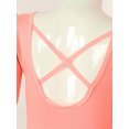 thumbnail image 6 of Alvivi Girls Ruffle Shoulder Ballet Dance Gym Leotard One Piece Long Sleeve Crisscross Bodysuit Orange Pink 3-4, 6 of 7