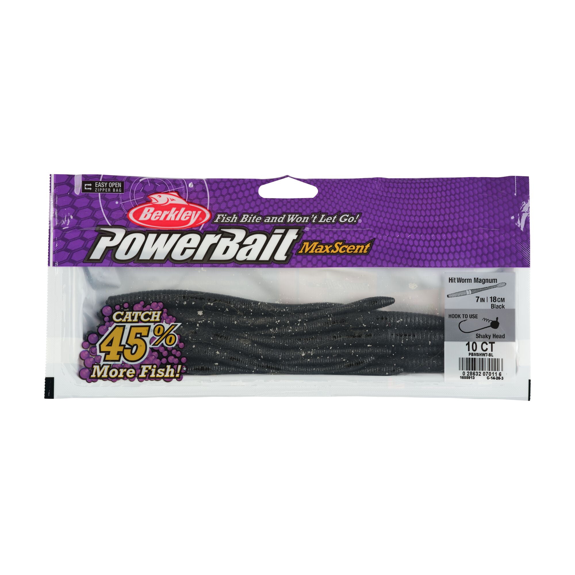 Berkley PowerBait MaxScent Fishing Lure, 7 in, Black (10-count)