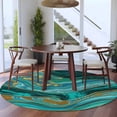 thumbnail image 3 of Large Round Rug 8Ft Washable Non-Slip, Dark Green Marble Circle Area Rugs for Living Room Bedroom, Modern Abstract Art Marble Fluid Indoor Floor Mats Carpet Runner for Home Decor, 3 of 8