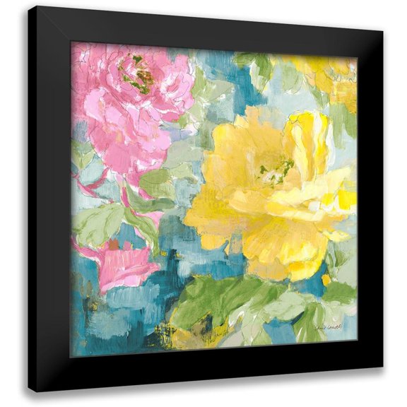 Loreth, Lanie 12x12 Black Modern Framed Museum Art Print Titled - Modern Yellow Peonies I