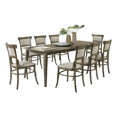 Yuki 72-88 Inch Extendable Dining Table Set with 8 Off White Chairs
