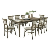 Yuki 72-88 Inch Extendable Dining Table Set with 8 Off White Chairs