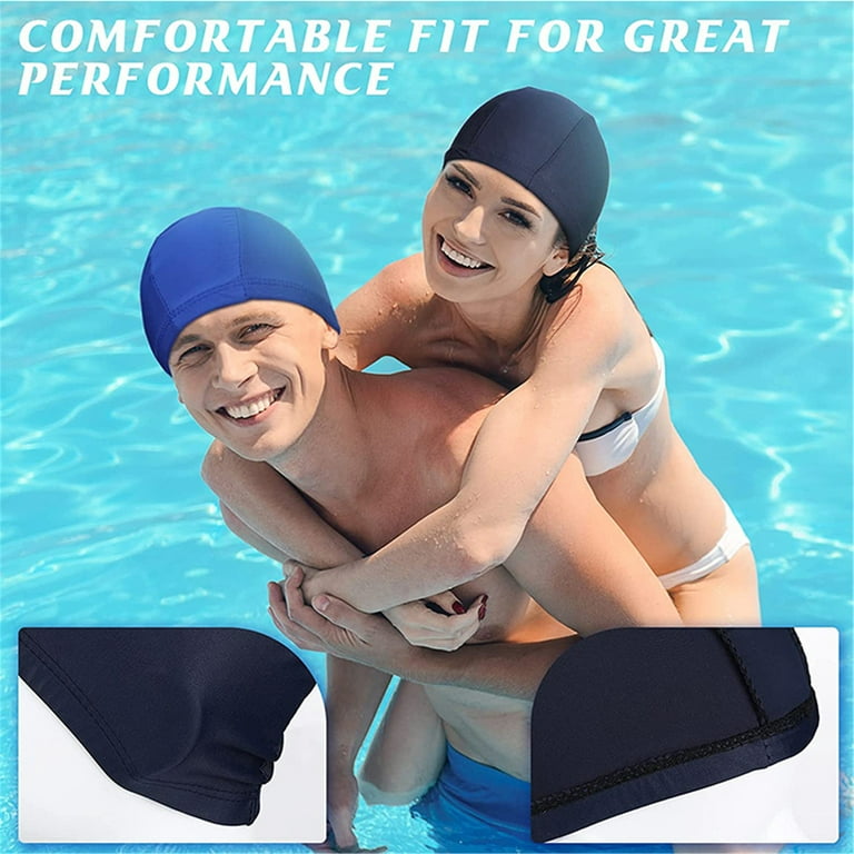 Swim Caps for Women Men Kids Swimming, Elbourn 2 Pack Swimming Cap Hat  Protect Ears Long Hair, Sport Elastic Bathing Caps 