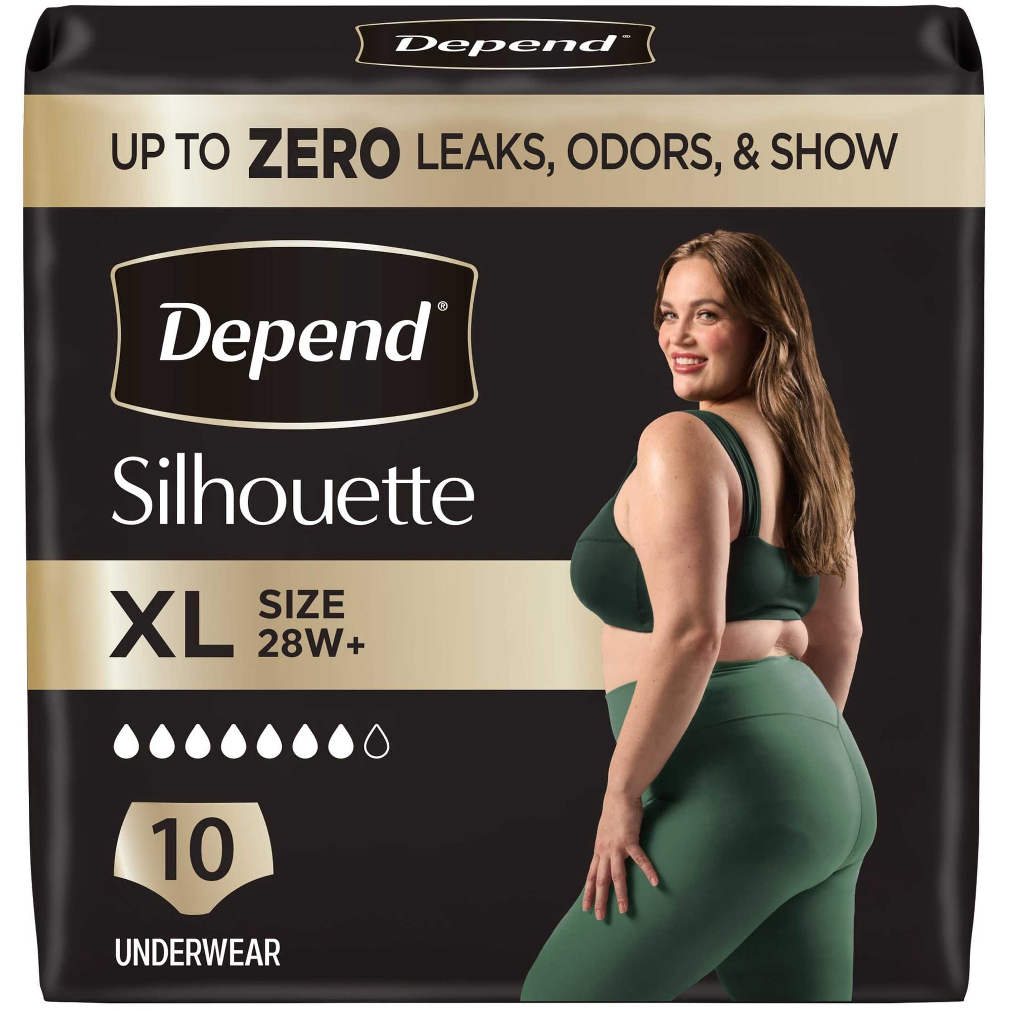 Depend Silhouette Women’s Incontinence & Postpartum Bladder Leak Underwear, XL, 10 Count