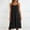 *Black, variant on ClodeEU Women's Summer Linen Cotton Solid Color Spaghetti Strap Ruched Midi Dress,Loose Fit Casual Flowy Sundress Beige,Women's Plus L