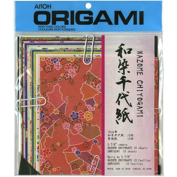 Aitoh Origami Paper 5.875"X5.875" 20/Pkg-Wazome Chiyogami Unryushi - WZC500