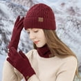 thumbnail image 4 of Winter Hat Beanie Long Neck Scarf Touchscreen Gloves Set Soft Solid Color Windproof Winter Warm Fleece Lined Hat Scarf Gloves, 4 of 7