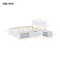 thumbnail image 4 of Harper & Bright Designs Full Size Wooden Platform Bed Frame with one Storage Rack on Wheels, one Drawer and Two Shelves for Boys and Girls, Antique White, 4 of 20