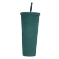 thumbnail image 1 of 710ml Plastic Tumbler with Lid and Straw, Reusable Iced Coffee Cups Smoothie Cup, 1 of 5
