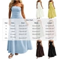 thumbnail image 3 of IUYRTFE Women's Strapless Ruched Waist Maxi Dress Solid Color A Line Long Casual Summer Gown, 3 of 6