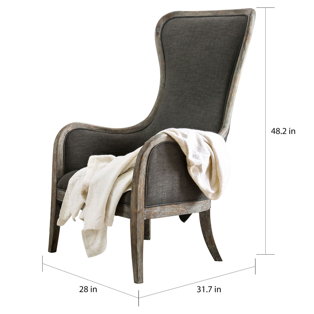 charcoal high wing back accent chair