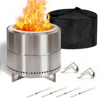 Smokeless Fire Pit for Camping with Stand & Bag & Sticks & Holders,304 Stainless Steel,19inch
