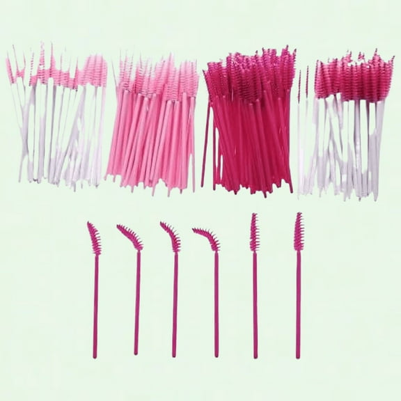 Disposable Pink Mascara Applicator Wands - Set of 200, Eyelash Brushes for Extensions and Eyebrows