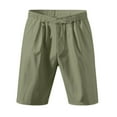thumbnail image 6 of BLCHUNen Mens Summer Beach Shorts Cotton Linen Breathable Drawstring Elastic Casual Shorts with Pockets, 6 of 9