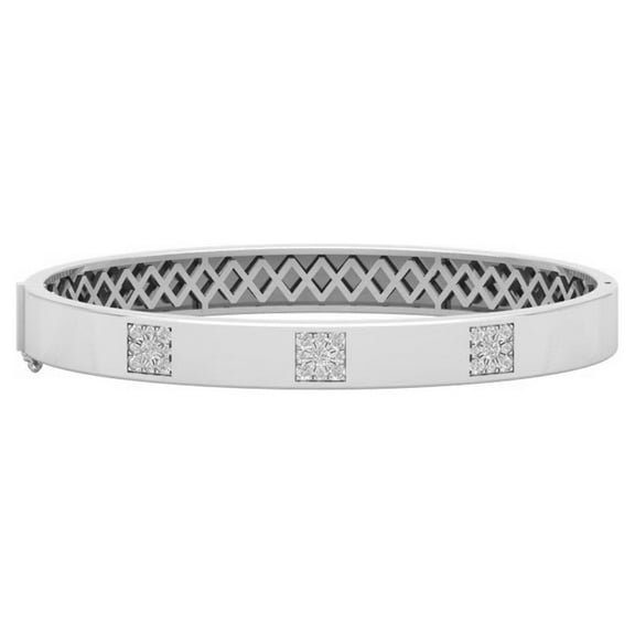 ARAIYA JEWELRY Sterling Silver Diamond Bangle Bracelet (3/4 Cttw, I-J/ I2-I3), 7.5"