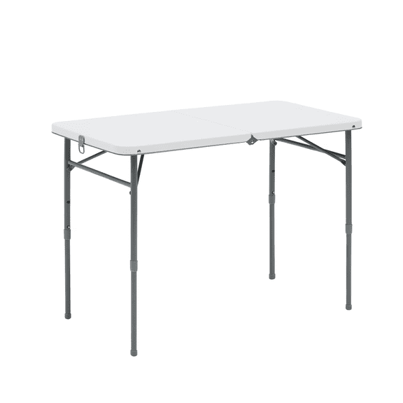 40"L x 20"W Plastic Adjustable Height Fold-in-Half Folding Table, White