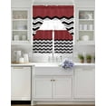thumbnail image 4 of Black White Chevron Kitchen Curtains Swag Valance and Tier Curtains Set 24 Inch Length, Geometric Red Sea Wavy Striped Rod Pocket Drape Panels Pair Swag Curtain for Bathroom/Cafe/Window, 4 of 6