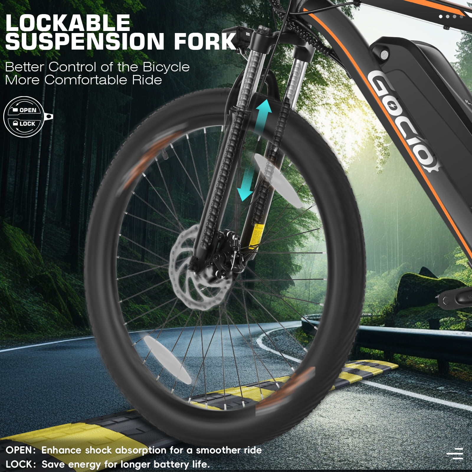 Gocio 500W 26" Electric Bike, 2.1" Electric Mountain Bike for Adults, 499Wh 48V 10.4Ah Battery 19.8MPH 3H Fast Charge Ebike, LCD Display, Lockable Suspension Fork, Shimano 21 Speed UL2849 Certified