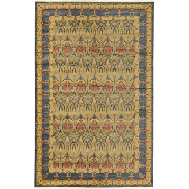 Unique Loom Edinburgh Border Design Rug 10' 6 x 16' 5 Rectangle Blue/Beige