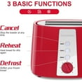 thumbnail image 3 of Toaster 2 Slice, Extra Wide Slot Toaster, 7 Shade Settings, Bread Toaster with Cancel, Defrost, Reheat Function, Extra Wide Slots for Waffle or Bagel, Removable Crumb Tray, 750W, Retro Red, 3 of 8