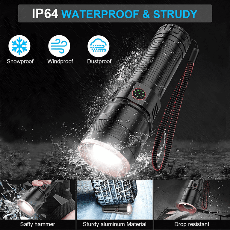 Rechargeable Flashlights High Lumens, 100000 Lumen Tactical Flashlight Powerful Handheld LED Flashlight, Shockproof Waterproof Zoomable High Powered ... Rechargeable Flashlights High Lumens, 100000 Lumen Tactical Flashlight Powerful Handheld LED Flashlight, Shockproof Waterproof Zoomable High Powered ...