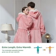 thumbnail image 3 of Cozy Comfort Standard Side Split and Belt Wearable Blanket Hoodie, Long Sherpa Fleece Blanket Sweatshirt with Warm Big Hood, Mellow Rose, 3 of 7