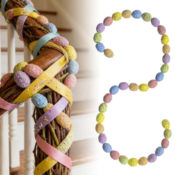 CoreLiving 5.9 Feet Easter Speckled Egg Garlands Party Decorations Banners Hanging Pastel Plastic Decorative Eggs for Home Bowl Favors Centerpiece Mantle Spring Decor Supplies