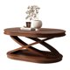 thumbnail image 1 of Mesa de café oval de madera de 44 pulgadas con base en forma de X, Mesa de cóctel con almacenamiento abierto, Mesa del centro del sofá para la sala de estar, 1 of 5