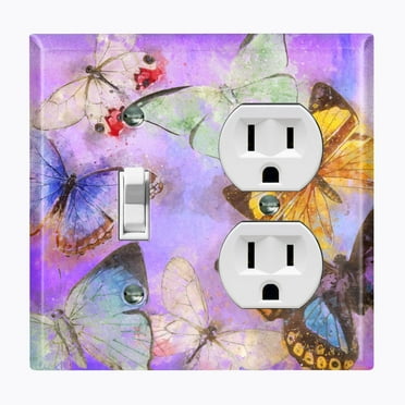 Metal Light Switch Plate Outlet Cover (Butterfly Unicorn Universe BUT001)