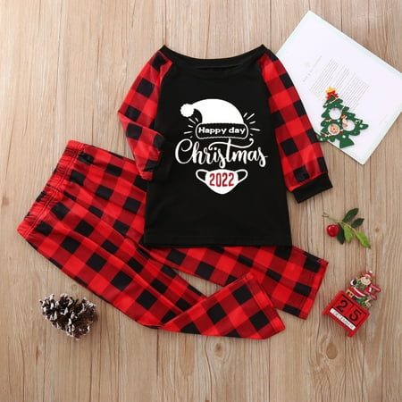 

Ruhiku GW Christmas Baby Kids Child Printed Top+Pants Xmas Family Matching Pajamas Set Black S